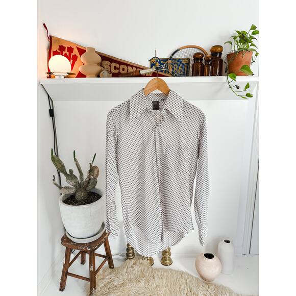 Jandy Place Other - Vintage 1970s Jandy Place Knit Nylon Button Down Shirt Medium